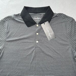 Walter Hagen Essentials Golf Polo Textured S/S Black Striped Mens Small NWT